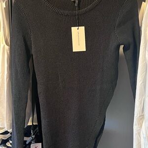 Mimosa Black Ribbed Sweater with Side Crop